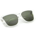 thumbnail image 4 of Women's Horn Rim Metal Accent Square Flat Lens Cat Eye Sunglasses 55mm (Shiny Clear / Green), 4 of 4