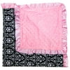 JLIKA Baby Minky Blanket for Infant Girl Stroller Receiving - Pink Damask