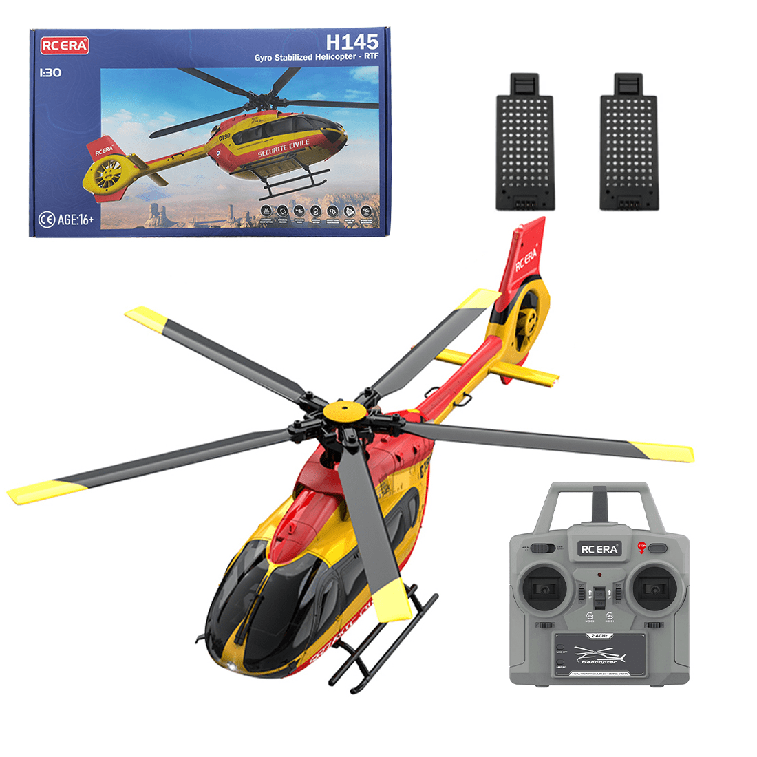 RC-ERA C190 H145 RC Helicopter 6CH Brushless Direct Drive Aircraft with Optical Flow Positioning, Altitude Hold, 6 Axis Gyro,2.4G Remote Control RTF for Adults Beginners - 2PCS Battery