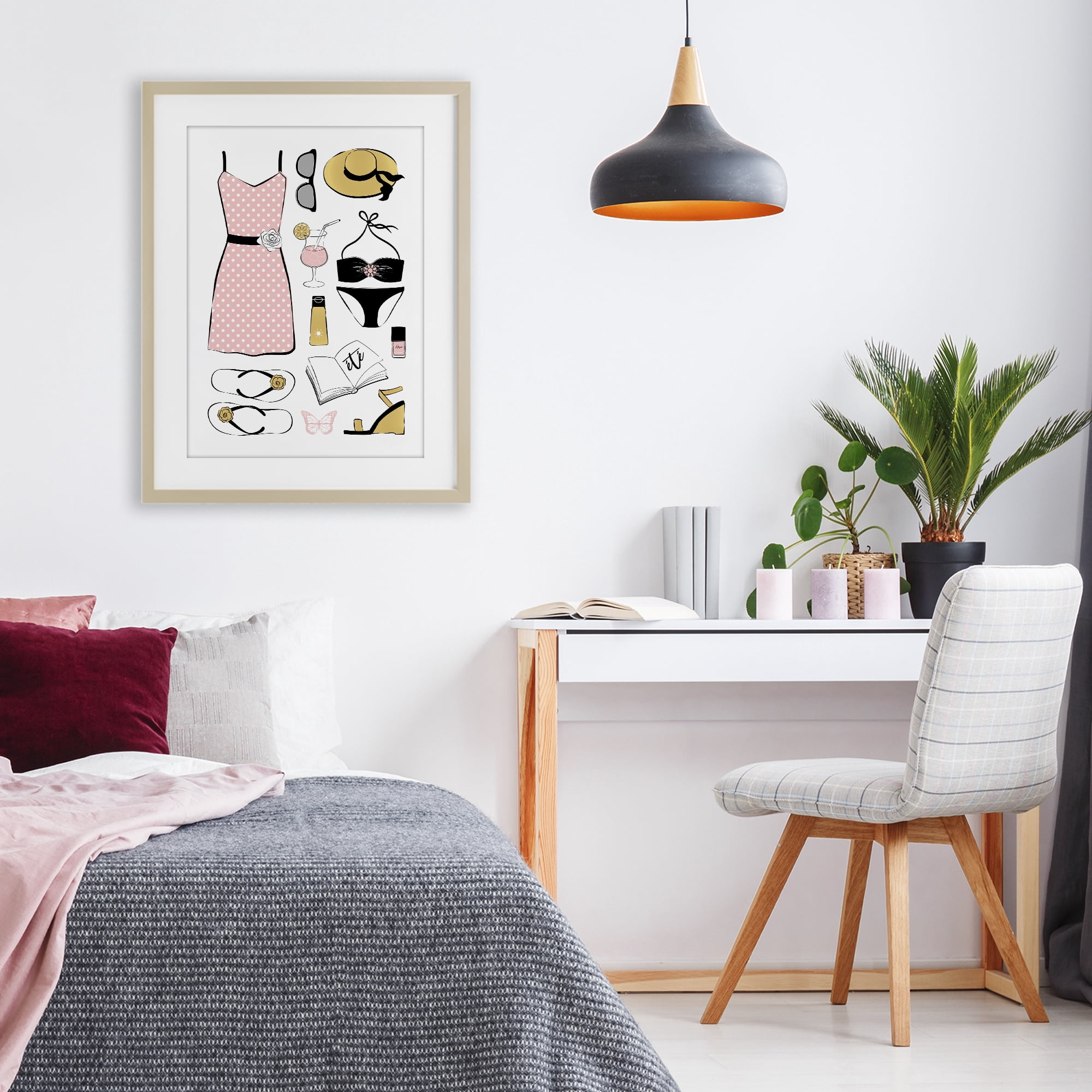 Stupell Industries Summer Vibes Necessities Birch Framed Print Under Glass, design by Martina Pavlova