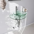 thumbnail image 3 of Corona Glass Console Sink Combo Round Easy Install Wall Mount Bathroom Vessel Sink 27 7/8" Crystal Clear Tempered Glass Console w/Chrome Faucet and Pop Up Sink Drain | Renovators Supply, 3 of 6
