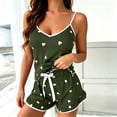 thumbnail image 2 of Asxite Pajamas for Women Set Heart Print Spaghetti Strap Top and Ruffle Shorts Sleepwear, 2 of 7