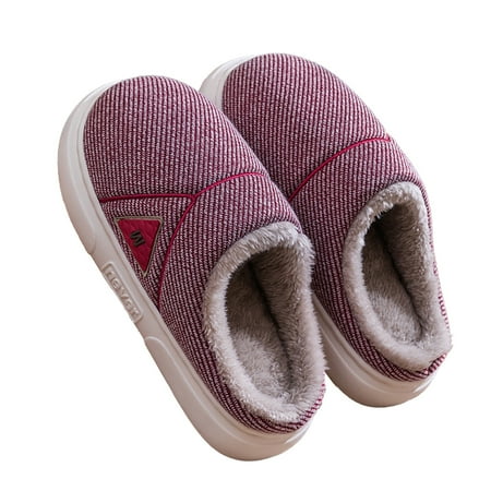 XIMIN Women s Indoor Slippers Men and Women House Slippers Non Slip Cotton Linen Indoor and Outdoor Home Slipper Sandals Open Toe Bedroom Breathable Shoes(Red US 6)