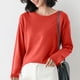 thumbnail image 5 of Tops formales,Blusa de punto de color liso para mujer, manga larga, cuello redondo, material acrílico, top informal de moda para uso doméstico y diario, sopatenor, 5 of 8