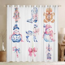 Homewish Bowknot Reindeer Animal Black Out Curtains, Kawaii Hippie Snowman Curtains Pack of 2 (42x63 Each), Merry Christmas Bedroom Curtains, Curtains and Drapes Decor