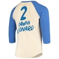 thumbnail image 3 of Men's Fanatics Kawhi Leonard Cream/Royal LA Clippers Raglan 3/4 Sleeve T-Shirt, 3 of 3