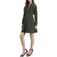 thumbnail image 4 of Women's Denim Dress Button Down Collar V Neck Long Sleeve A-line Cotton Jean Dress XL Grey, 4 of 6