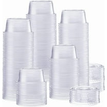 GUSTO Small Plastic Cups with Lids 2 oz Mini Cups for Jello & Souffle, 200-Pack