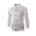 thumbnail image 6 of YDDIAN Men's All Wool Bomber Style Letterman Baseball Knit Rib Varsity Jacket Light Gray 2XL, 6 of 7