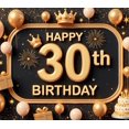 thumbnail image 4 of Yatrandify Golden Theme Birthday Party Banner Gold Balloons Happy Birthday Cake for Milestone Celebration Adult Party Indoor Decoration, 4 of 6