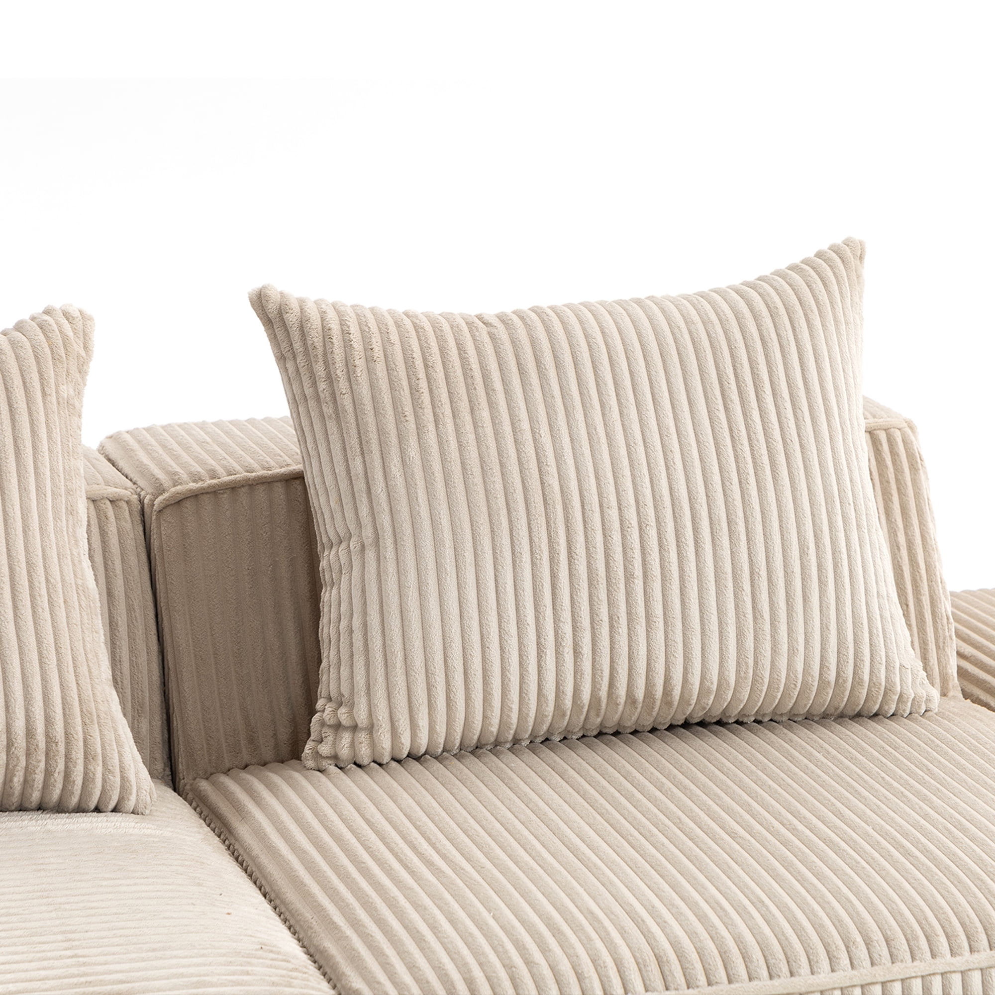 Demi Bonn 111" Modular Sectional Sofa Couchesk, Corduroy 3 Seat Couch Memory Foam Couches for Living Room, Cloud Couch, Beige