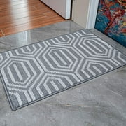 Indoor Doormat, Non Slip Absorbent Resist Dirt Entrance Rug, 20”x32” Large Size Machine Washable Low-Profile Inside Floor Door Mat，Grey