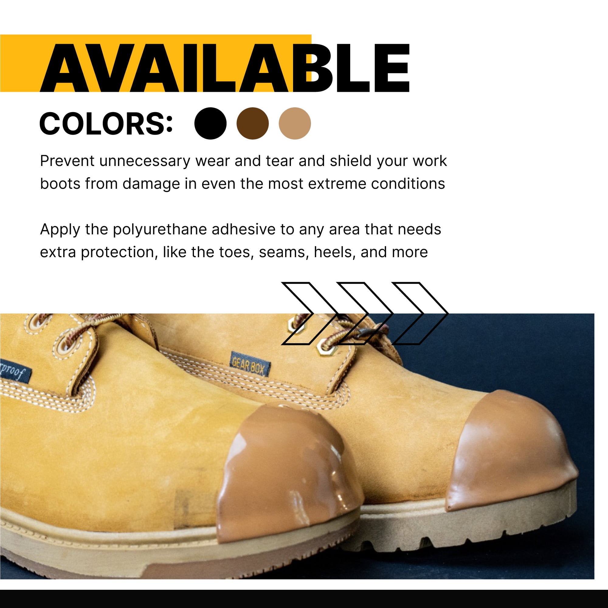 Tuff Toe V2 Boot Shoe Protector with Waterproof Fix Bond, Non