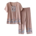 thumbnail image 1 of Pantalones de Mujer Traje de Verano Impreso de Manga Corta Cuello Redondo Top & Shorts Set, Delgado Y Casual de las Mujeres Pantalones Casuales, 1 of 3