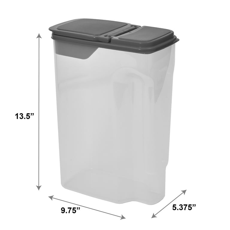 Mainstays Large Plastic Cereal Dispenser, Clear with Dark Gray Lid, 32 Cups  (1 Each) 9.75 x 5.38 x 13.5 