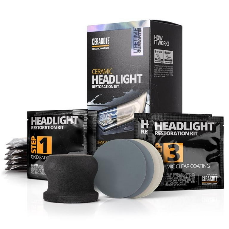Cerakote Ceramic Headlight Restoration Kit, UV Protection, 3 Steps