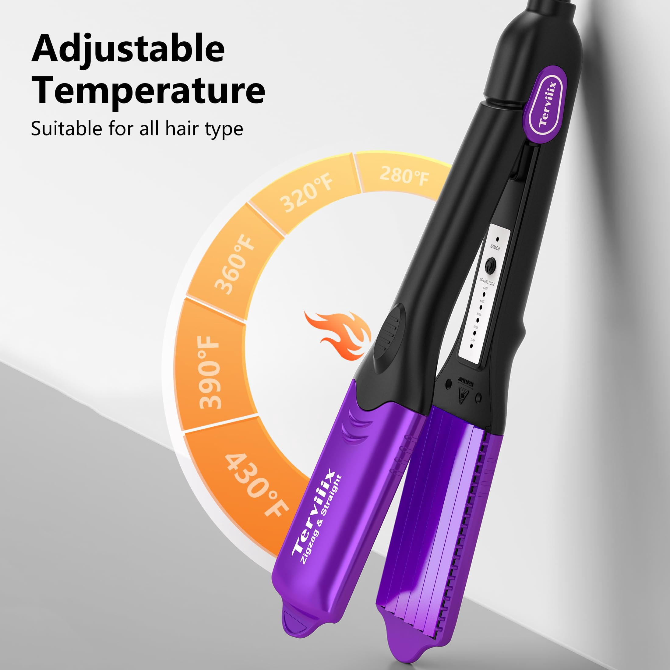 Terviiix Hair Crimper with 4 Changeable Plates, Ceramic Crimping Iron for Hair Styling, Purple