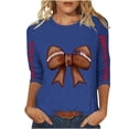 thumbnail image 2 of Ounisa T-Shirts à Manches 3/4 pour Femmes Col Rond Imprimé Football Coupe Ample Décontractée Printemps Été Jour de Match Usage Quotidien Mode Hauts P-5TG, 2 of 5