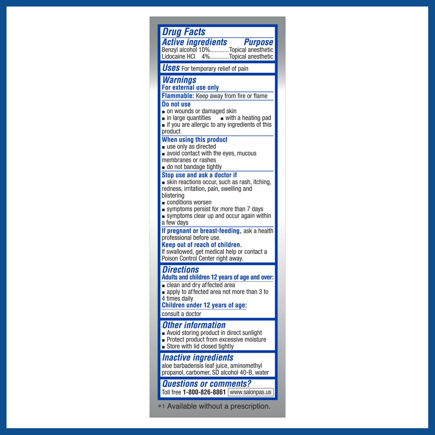 Salonpas Lidocaine Plus Pain Relieving Liquid Roll On, 3 fl oz