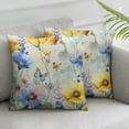 thumbnail image 3 of nygtbtfer Blue Yellow Flowers Throw Pillow Cover Set of 2 Square Decorative Cushion Rustic Wildfloral Summer Seasonal Decor Pillowcase for Couch Sofa Bedroom Car White, 3 of 7