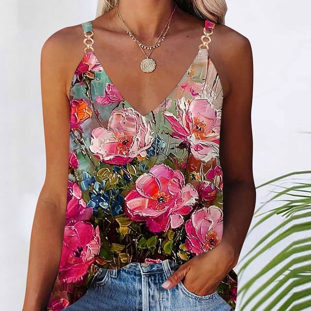 LSLJS Blouse d'Été Décontractée Sans Manches à Col en V pour Femme, T-Shirt pour Femmes, Camisole et Débardeurs pour Femmes