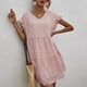 thumbnail image 5 of Puntoco Vestido De Manga Corta Con Cuello En V, Moda Femenina De Verano De Gasa Suelta Rosa M, 5 of 7