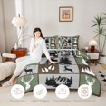 thumbnail image 3 of Castle Fairy Vintage Hunting Animal Deer Twin Comforter Sets 2pcs for Teens,Rustic Compass Pine Tree Bedding Set,Green Brown Gray,Black Reversible,1 Comforter and 1 Pillowcase, 3 of 6