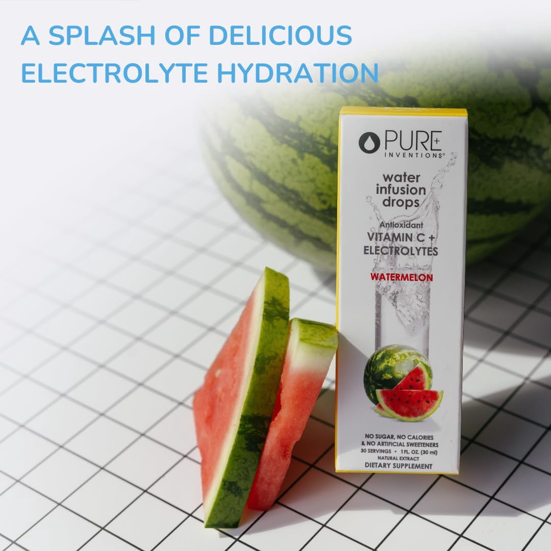 Pure Inventions Watermelon Water Enhancer, Vitamin C + Electrolytes, Sugar-Free, 30 Servings
