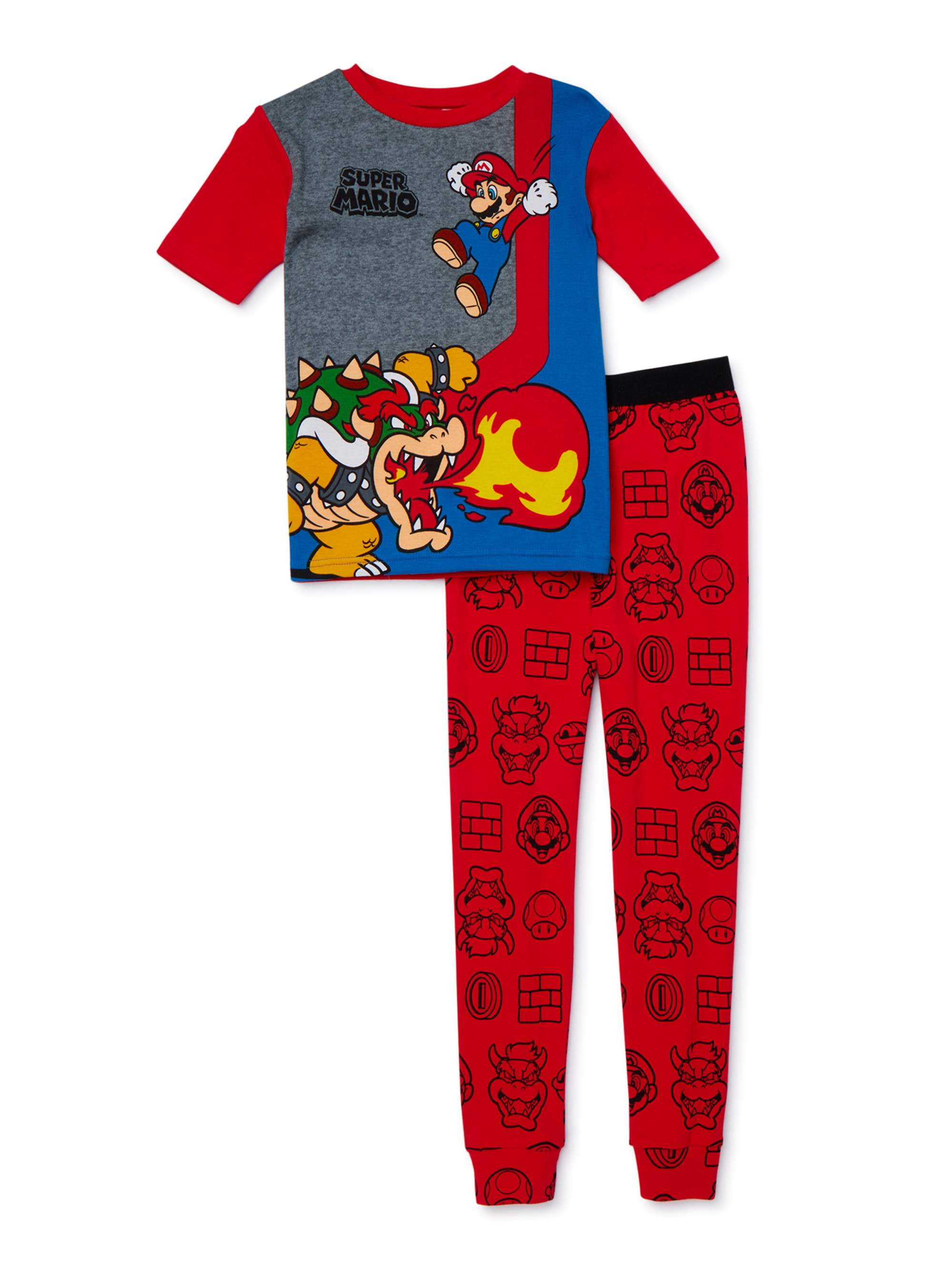 UK Kids Super Mario Game Print T Shirt Short Pants Set Outfits Lungewear Pajamas 
