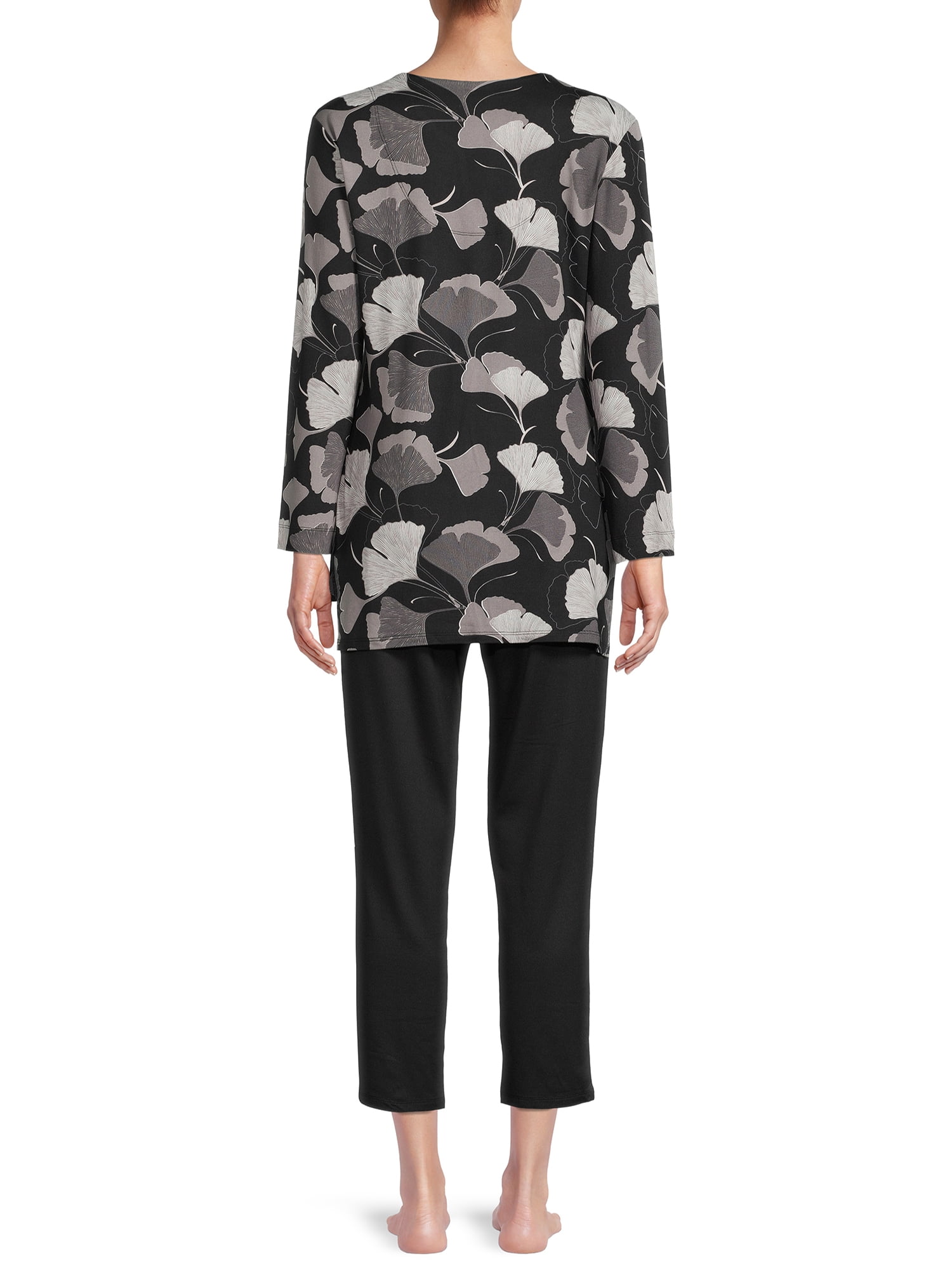 N Natori Studio Women's and Women's Plus Cozy Knit V-Neck Top and Lounge Pants Set, 2-Piece