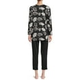 thumbnail image 3 of N Natori Studio Women's and Women's Plus Cozy Knit V-Neck Top and Lounge Pants Set, 2-Piece, 3 of 5
