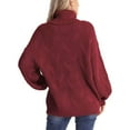 thumbnail image 4 of ManxiVoo Chandail Tricoté à Col Roulé Ample Décontracté pour Femmes, Chandail à Manches Longues pour l'Automne et l'Hiver 2026, Mode Chaude, Taille P, Rouge, 4 of 7