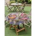thumbnail image 4 of Outdoor Tablecloths with Umbrella Hole & Zipper, Blue Purple Gnomes Round Tablecloths 60 Inch, Spring Vintage Hydrangea Flower Leaf Waterproof Table Cloth, Patio/Pool/Picnic Table Covers, 4 of 8