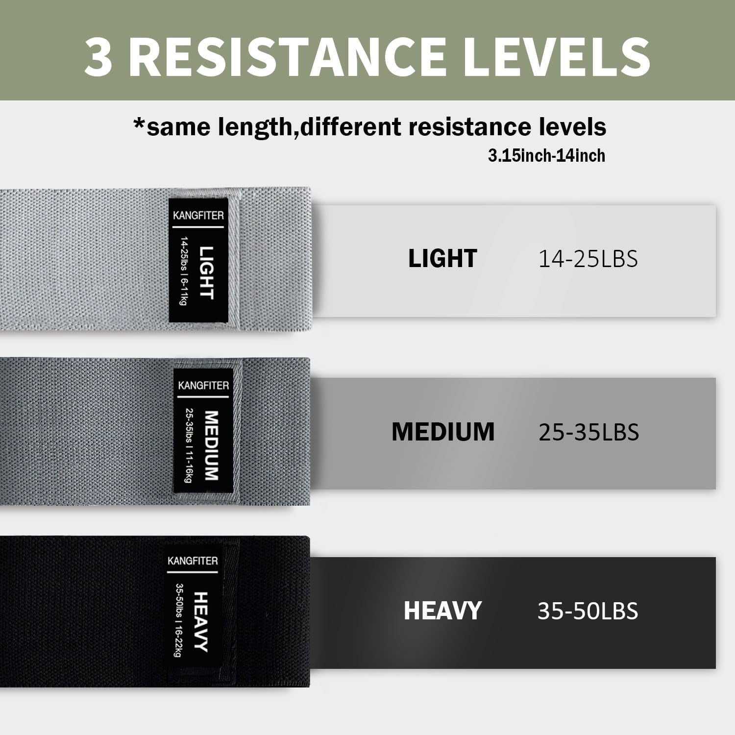 JJEAN-Non-Slip Fabric Resistance Bands for Working Out, Loop Exercise Bands for Booty Leg, Butt, Glute, Stretch Workout Bands for Women & Men, Hip Elastic Bands for Home Gym Fitness, Yoga, Pilates