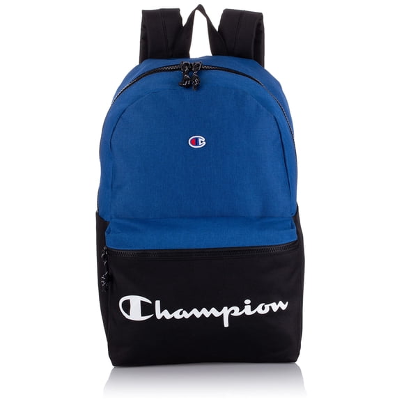 Mochila Champion Manuscript azul con bolsillo frontal