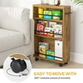 thumbnail image 2 of Tribesigns 4 Tier Slim Storage Cart with Wheels, Rolling Kitchen Cart Utility Cart with Storage Shelf, Brown, 2 of 13