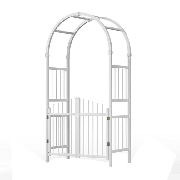 UBesGoo Garden Arch Arbor Archway w/ Door for Climbing Plants,7 Ft,PVC