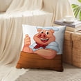 thumbnail image 4 of LALILO Throw Pillow Covers Happy Pig Chef With Simple Single Pig Cushion Cover 18" x 18", 1107 Pack, 4 of 6