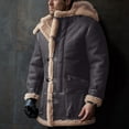 thumbnail image 2 of ZCFZJW Plus Size Mens Winter Sherpa Fleece Lined Coats Jackets Vintage Motorcycle Faux Leather Long Sleeve Button Down Lapel Collar Bomber Jackets Outwear Dark Gray XXXXL, 2 of 5