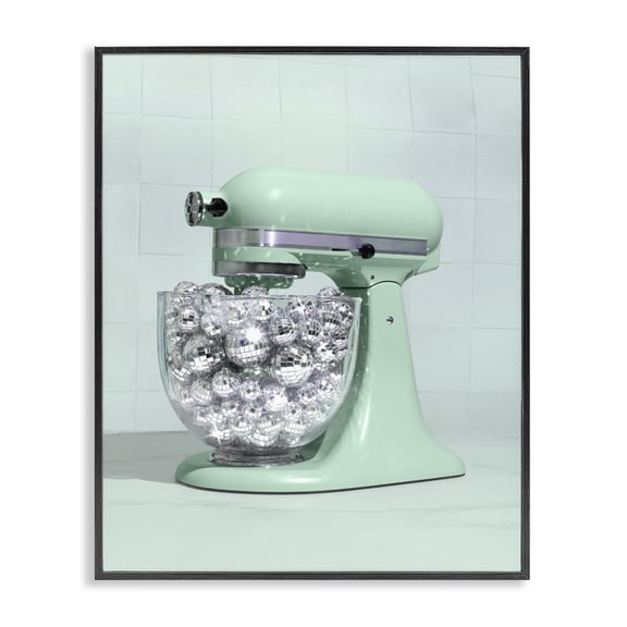 Stupell Industries Contemporary Disco Kitchen Mixer over Green Black Framed Giclee Art, 11 x 14, by LISH Creative