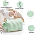 thumbnail image 3 of Bolsa de cosméticos pequeña, elegante y espaciosa bolsa de cosméticos de PU, bolsa de cosméticos impermeable verde, 3 of 5
