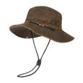 thumbnail image 1 of Sombrero de pescador estilo retro, estilo vaquero del oeste, tipo cubo, con tamaño ajustable, impermeable, de secado rápido y protección solar para exteriores., 1 of 8