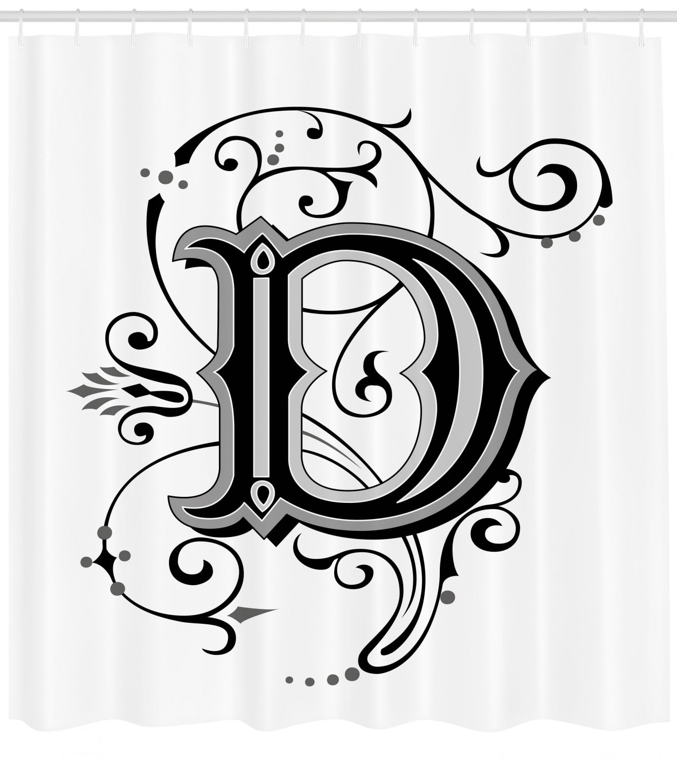 letter d shower curtain initial letter from medieval scrolls capital d