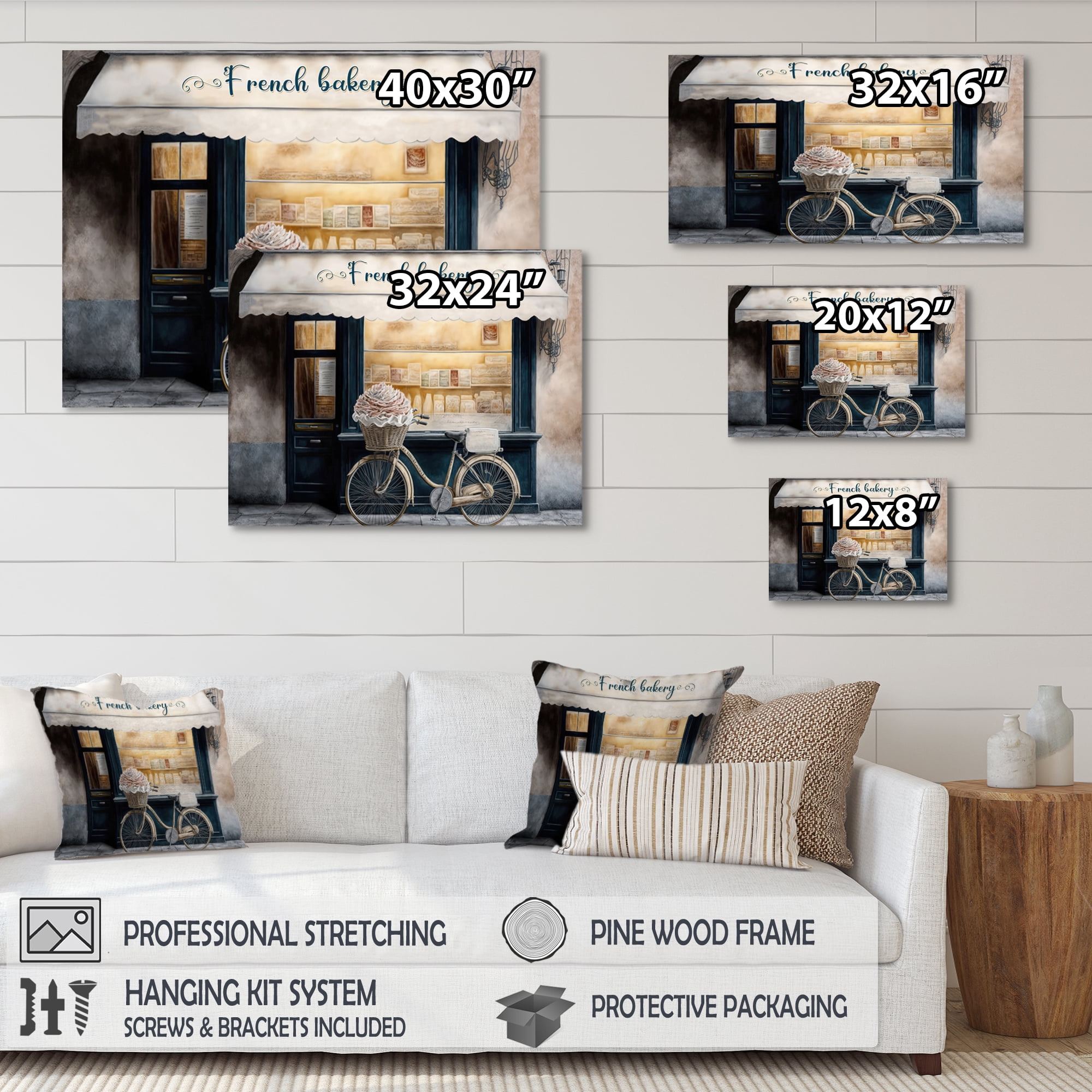Designart Bicycle In Front A French Bakery IV Canvas Wall Art
