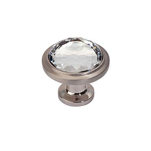 Atlas Homewares 343-BRN Legacy Crystal Brushed Nickel 1.3-Inch Round Knob