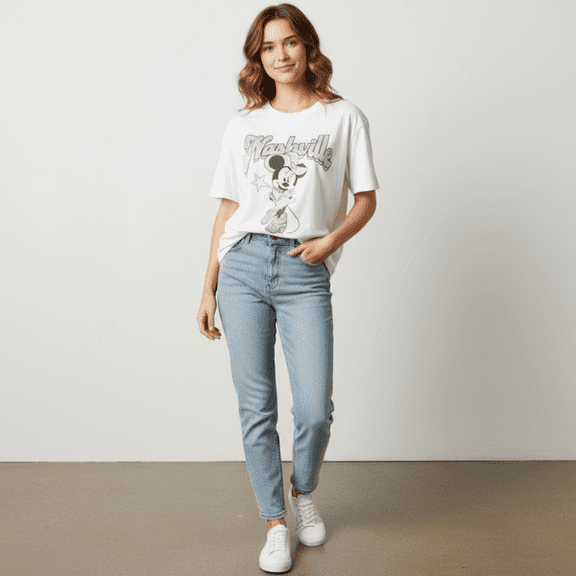 Disney Minnie Mouse Shirt Girls XL Ivory Nashville Graphic Crop Top Tee