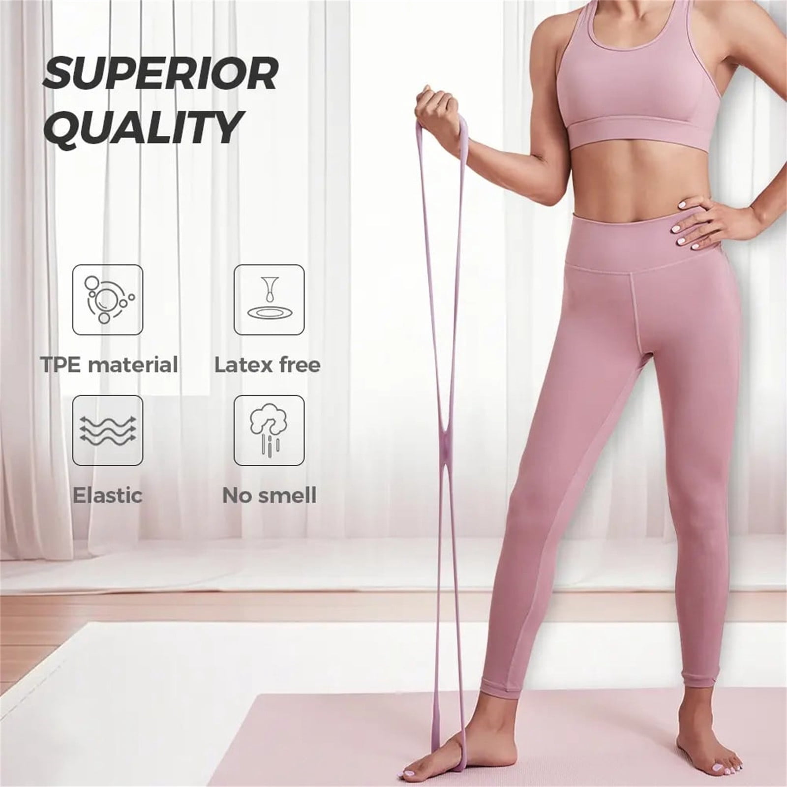 Werulen Figure 8 Resistance Band for Women, TPE Material Exercise Band, Back Training Elastic Band, Portable Fitness Band, Home Workout Resistance Tool
