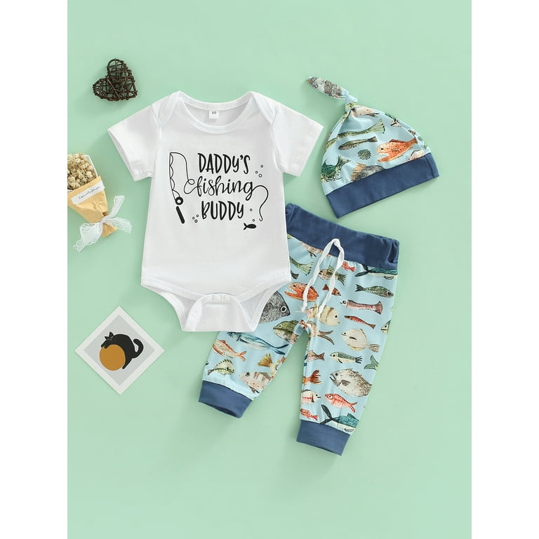 SHIBAOZI 3PCS Infant Baby Boy Girl Daddy s Fishing Buddy Short