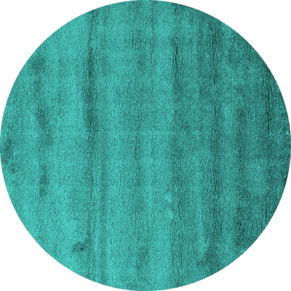 Ahgly Company Indoor Round Abstract Turquoise Blue Contemporary Area Rugs, 7' Round
