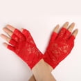thumbnail image 3 of Guantes con Medios Lazo Guantes para Boda de Tarde Danza Baile de Graduación rojo BLESIY Accesorio nupcial de los guantes del cordón, 3 of 8